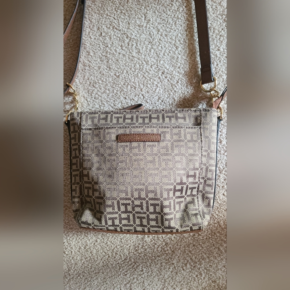 Tommy Hilfiger Brown Geometric Crossbody Bag